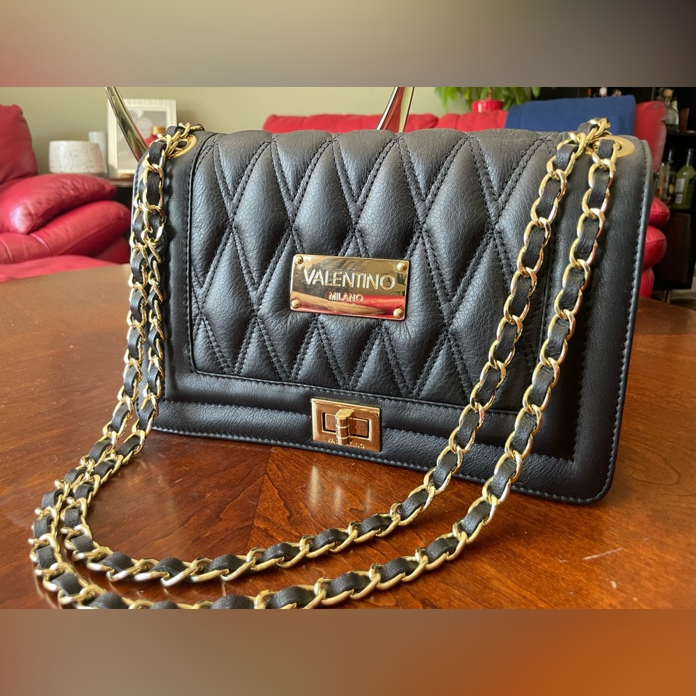 Valentino black flap shoulder bag